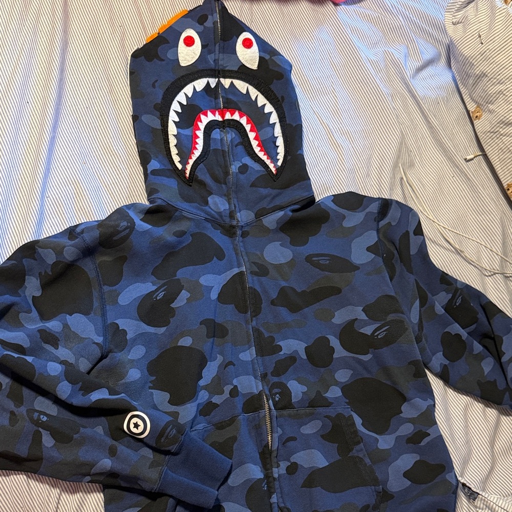 Bape Blue Camo Shark Hoodie